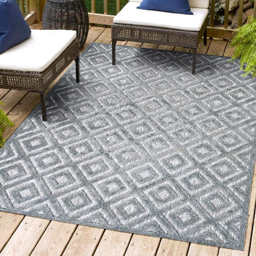 Portmany Neutral Diamond Trellis Indoor/outdoor Area Rug
